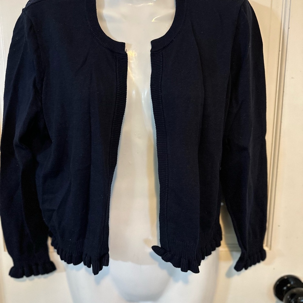 DKNY navy cardigan with beautiful cutouts on the back, size‎ medium